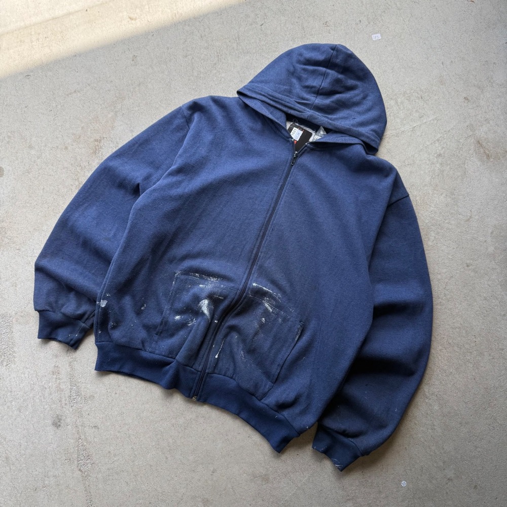 90s Mens Coleman Thermal Lined Full Zip Workwear Paint Splatter Hoodie Large